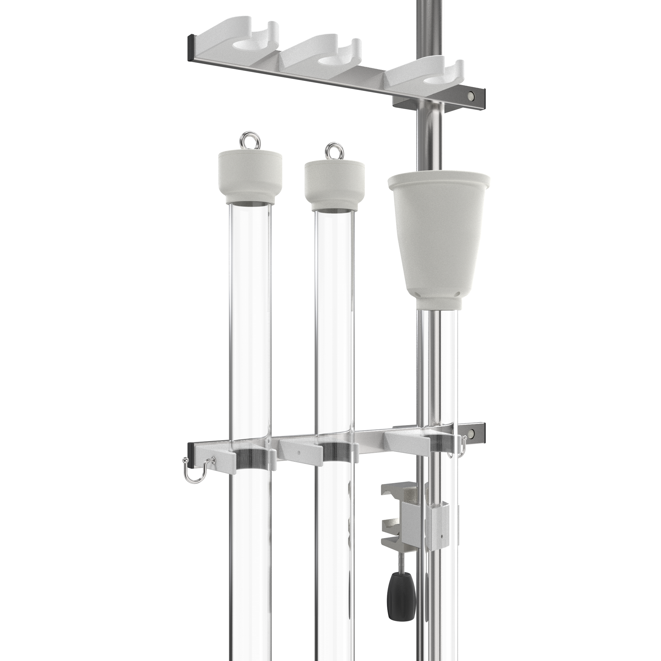 Round tube for wall rails, with 3 tubes